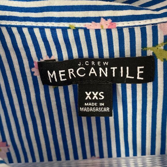 J. Crew Factory XXS Classic button-down shirt in printed cotton Striped Blue Flo - Picture 3 of 5